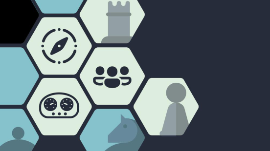 Icônes dans des hexagones pour représenter la gouvernance, la gestion intégrée et la culture de performance