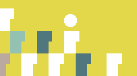 Fond jaune avec motifs turquoises et blancs