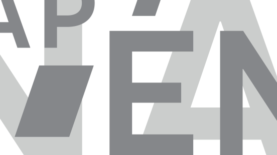 Lettres É, N, A, P grises placées de façon décorative et en désordre sur fond blanc