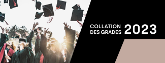 Bandeau de la collation des grades 2023 illustrant lancer du mortier