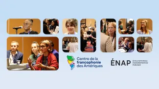 Bannière représentant de jeunes francophones lors d'un événement