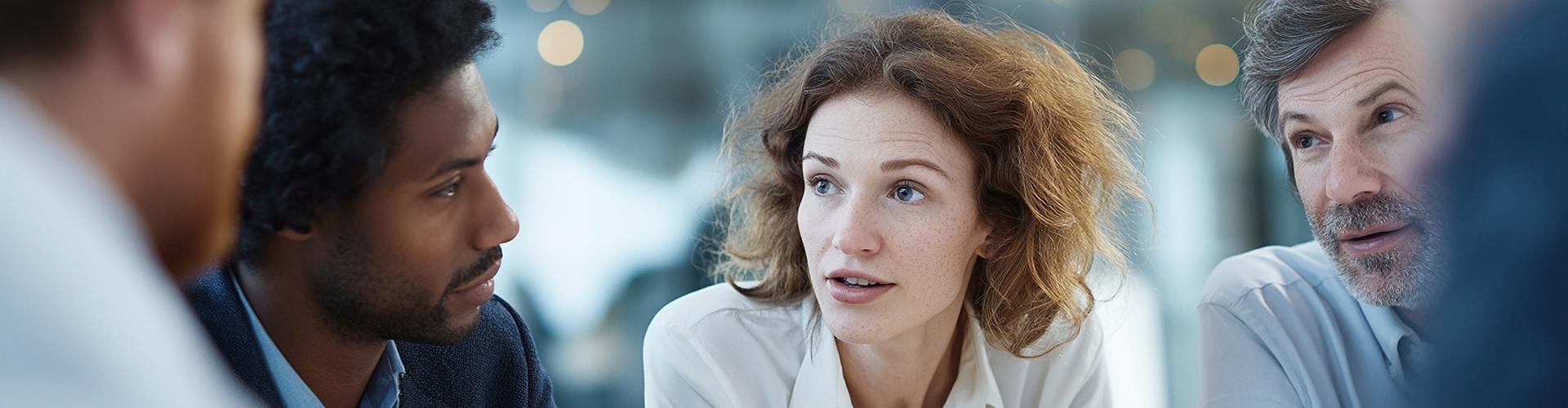 Étudiantes et étudiants souriants faisant un travail d'équipe